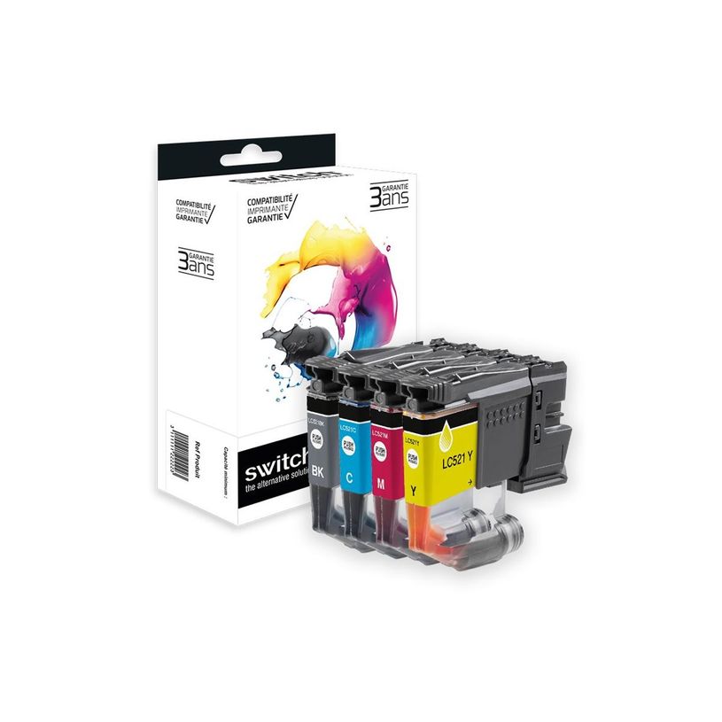 3701645557559-Cartouche compatible Brother LC521 - Pack de 4 - noir, cyan, magenta, jaune - Switch-P_405267322_2-0