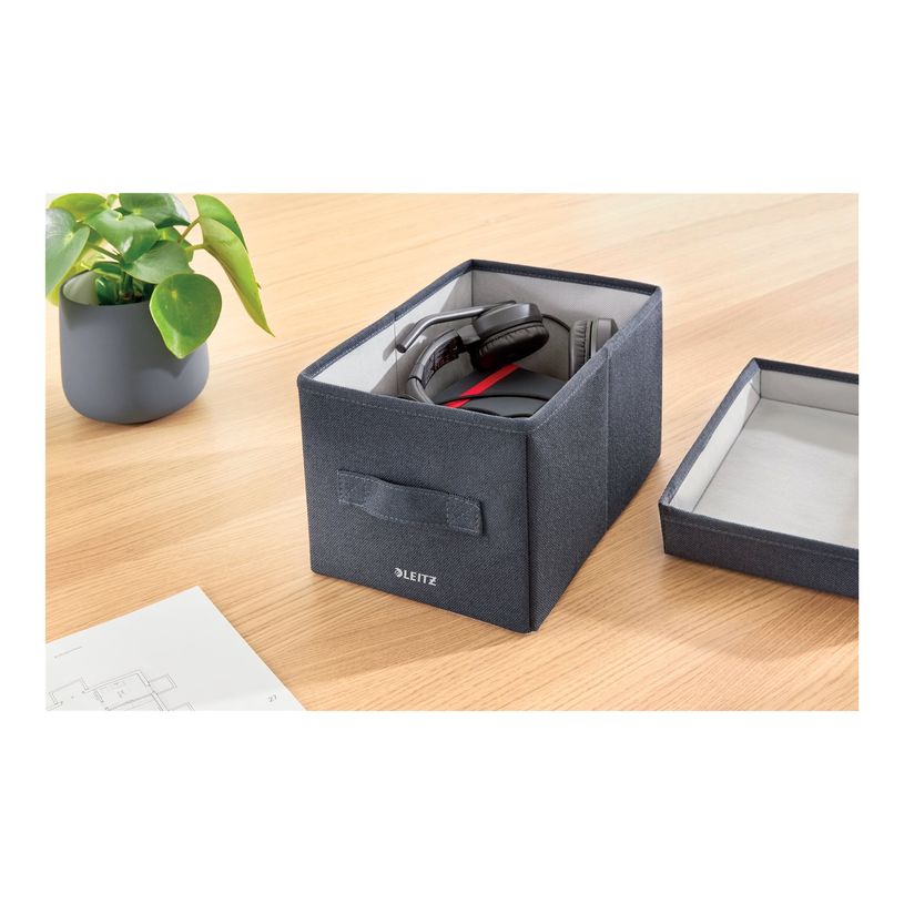 4002432134939-Leitz Fabric Storage - 2 Boîtes de rangement en tissu avec couvercle - petit - gris velou-P_405267357_2-4