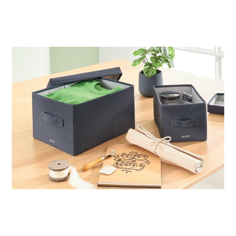 4002432134632-Leitz Fabric Storage - 2 Boîtes de rangement en tissu avec couvercle - moyen - gris velou-P_405267358_2-5