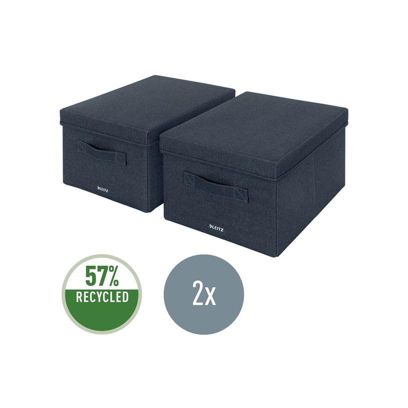 4002432134632-Leitz Fabric Storage - 2 Boîtes de rangement en tissu avec couvercle - moyen - gris velou-P_405267358_3-6