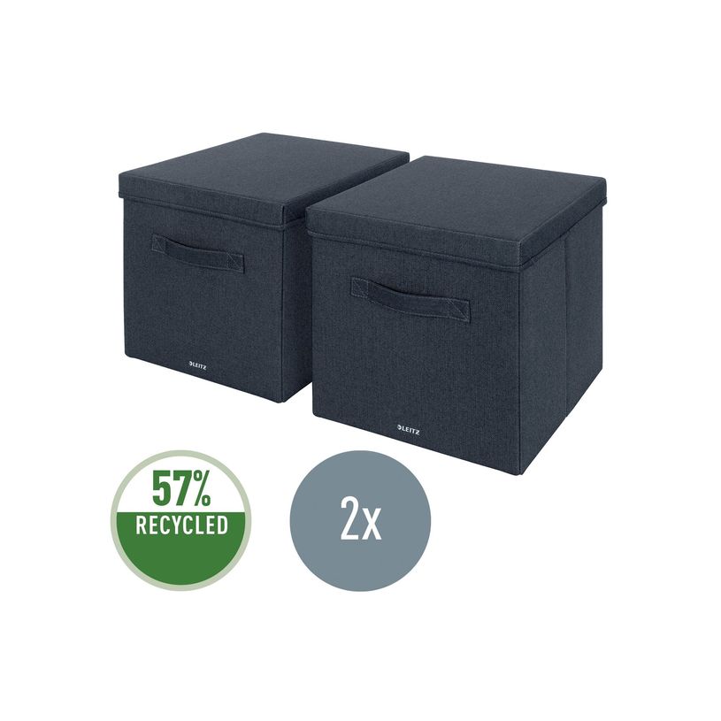 4002432134649-Leitz Fabric Storage - 2 Boîtes de rangement en tissu avec couvercle - large - gris velou-P_405267359_3-3