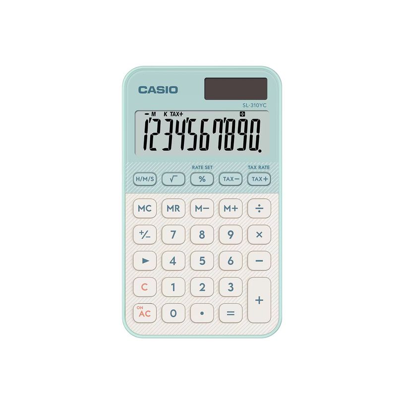 4549526620881-Casio SL-310YC - Calculatrice de bureau - 10 chiffres - panneau solaire, pile - vert d'eau-P_405267535_1-0