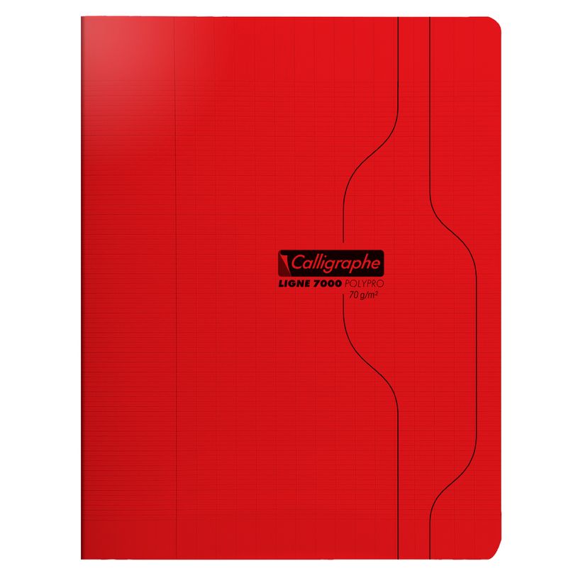 3210331701232-Calligraphe 7000 - Cahier polypro - 17 x 22 cm - 96 pages - grands carreaux - rouge--0