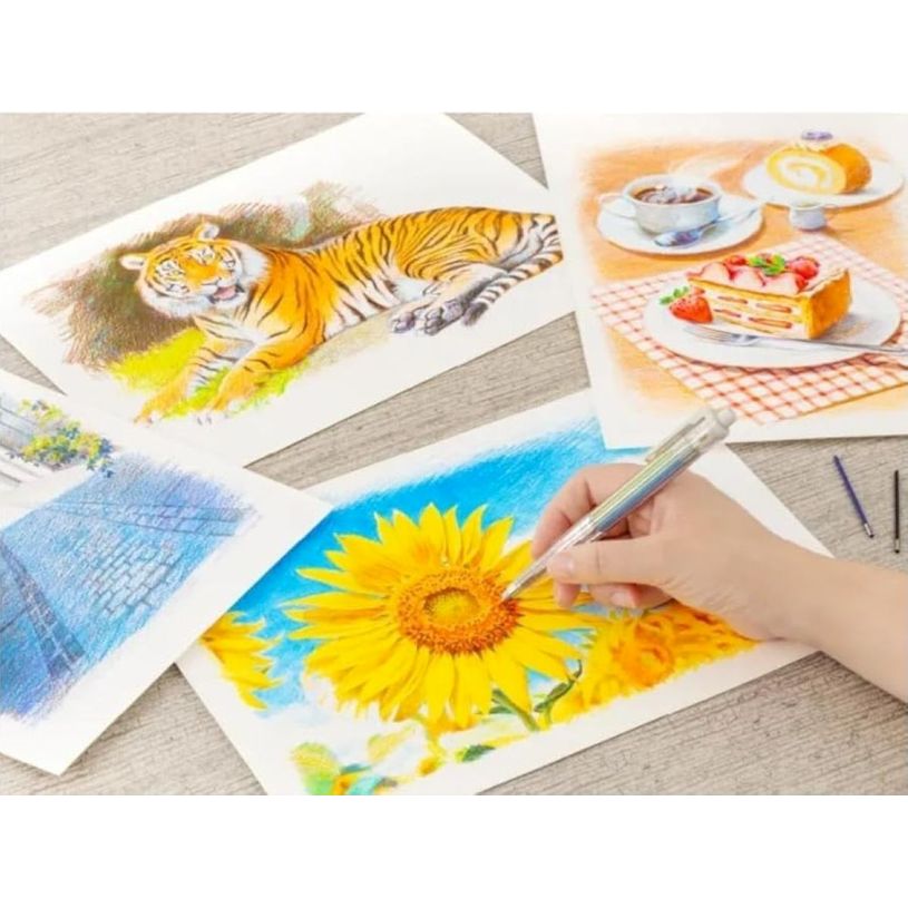 4902506427823-Pentel Art Multi8 - Set complet  XPH804ST : Porte-mine 8 couleurs + 12 recharges + 1 taille-mine--1