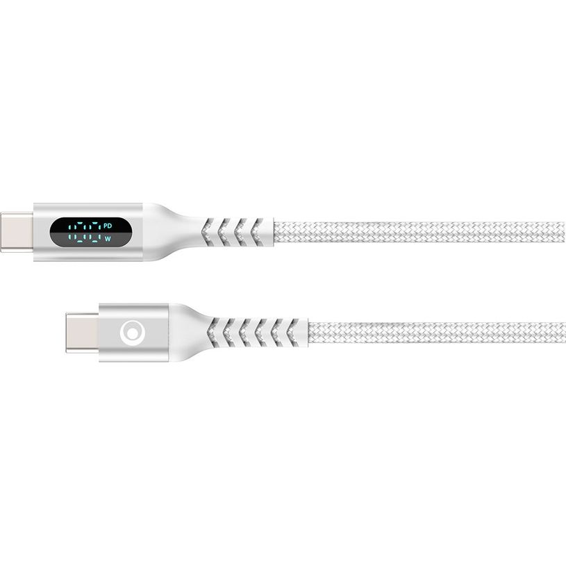 3571211551836-Bigben Connected - Câble USB-C vers USB-C - Tissé avec écran - 2m - Blanc--2