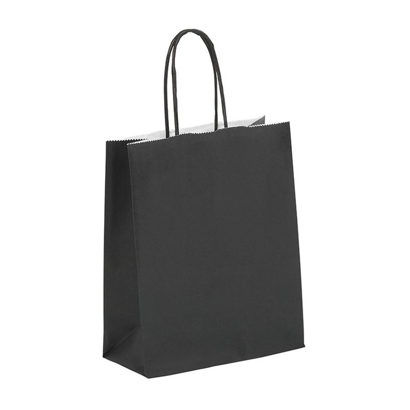 3135250985443-50 Sacs cadeau kraft - poignées torsadées - 18 cm x 8 cm x 24 cm - noir anthracite--0