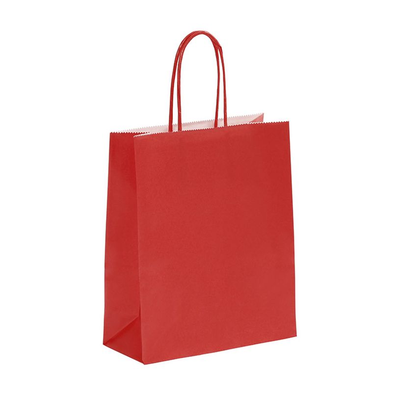 3135250985467-50 Sacs cadeau kraft - poignées torsadées - 18 cm x 8 cm x 24 cm - rouge--0