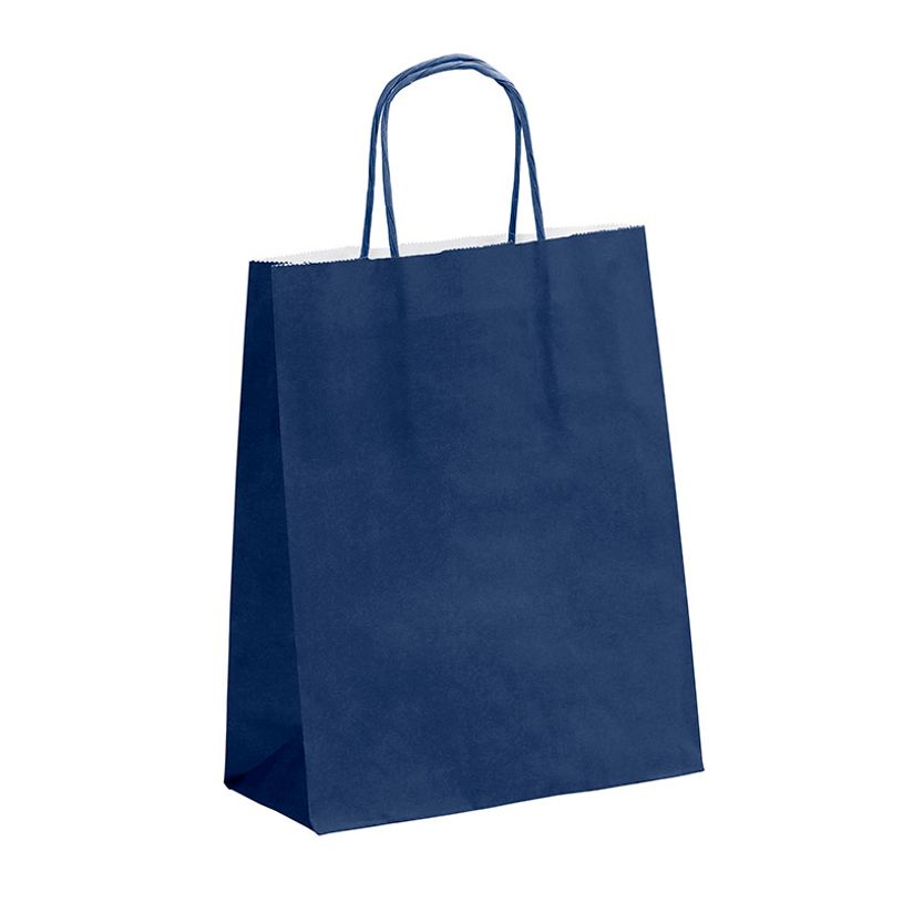 3135250900996-50 Sacs cadeau kraft - poignées torsadées - 18 cm x 8 cm x 24 cm - bleu marine--0