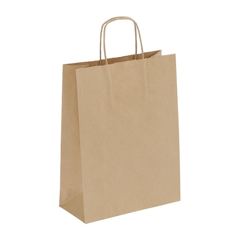 3135250985498-50 Sacs cadeau kraft - poignées torsadées - 22 cm x 10 cm x 31 cm - brun--0