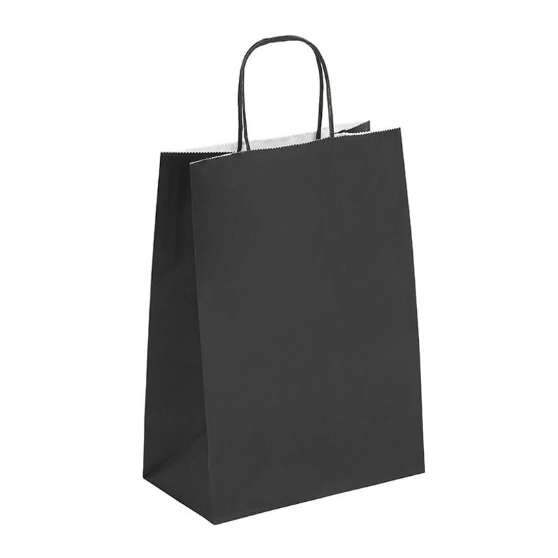 3135250985511-50 Sacs cadeau kraft - poignées torsadées - 22 cm x 10 cm x 31 cm - noir anthracite--0