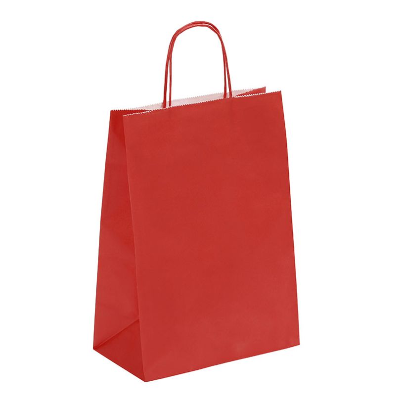 3135250985528-50 Sacs cadeau kraft - poignées torsadées - 22 cm x 10 cm x 31 cm - rouge--0