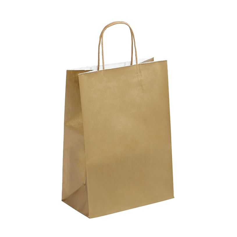 3135250988901-50 Sacs cadeau kraft - poignées torsadées - 22 cm x 10 cm x 31 cm - or--0