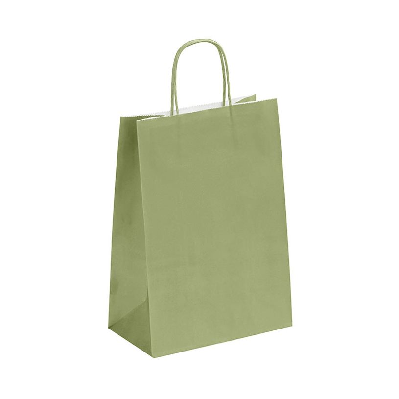 3135250900859-50 Sacs cadeau kraft - poignées torsadées - 22 cm x 10 cm x 31 cm - vert amande--0