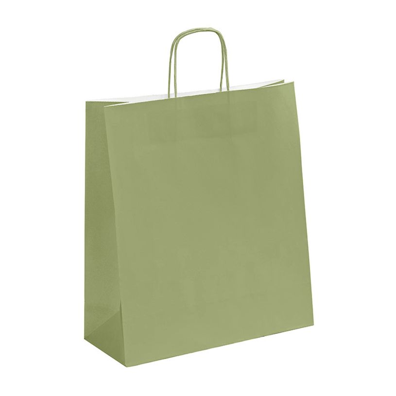3135250900873-50 Sacs cadeau kraft - poignées torsadées - 35 cm x 13 cm x 40 cm - vert amande--0