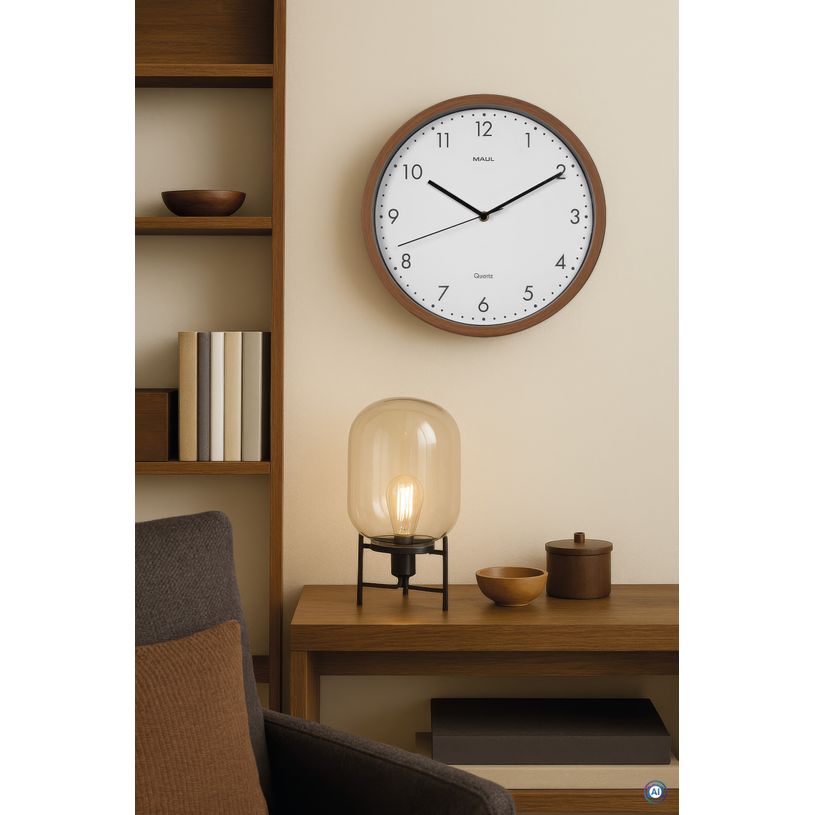4002390096355-MAULgrain - horloge murale à quartz - dark wood--1