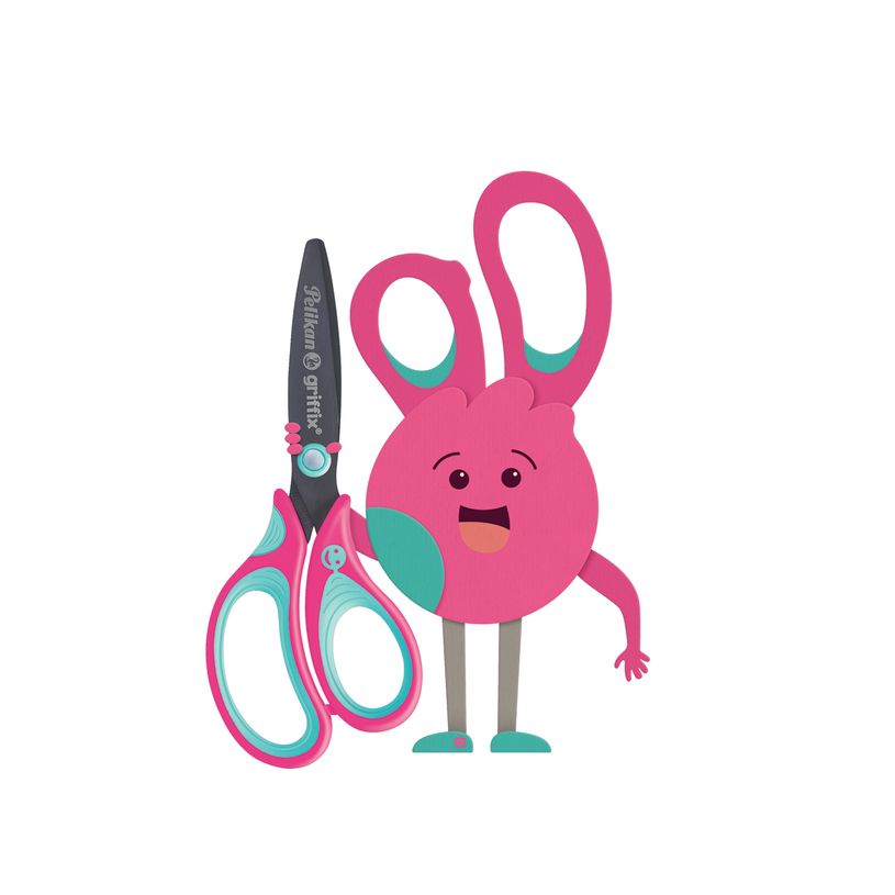 4012700819024-Pelikan - Ciseaux écolier Griffix - Pink - droitier - 14 cm--0