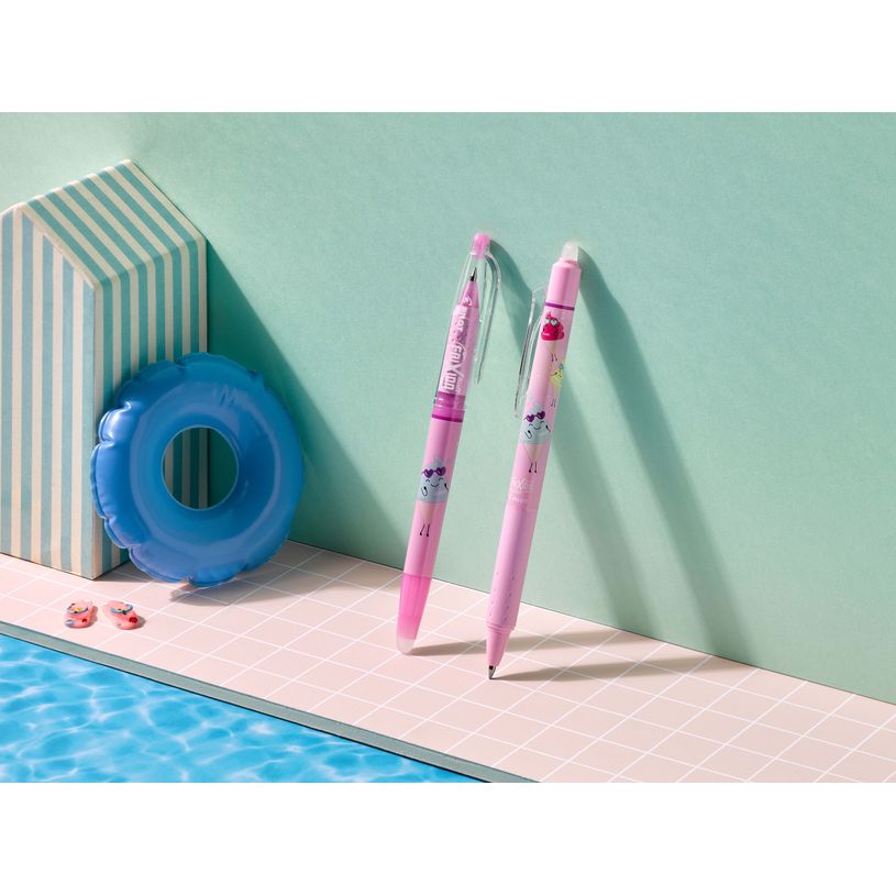 4902505693618-PILOT Frixion Ball Clicker Pool Party – Stylo effaçable rétractable rose pastel – Encre violette – Poin--1