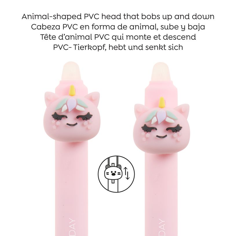 8422593120453-Blister de 2 stylos effaçables Narval et licorne Soft Oops Back2fun--2