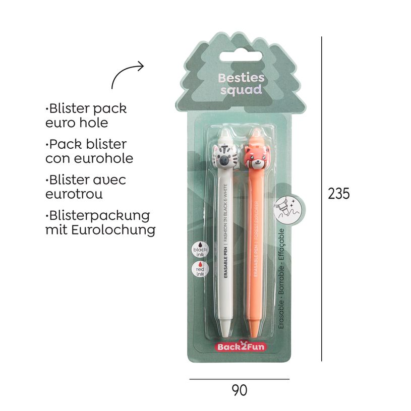 8422593120460-Blister de 2 stylos effaçables zebre - renard Soft Oops Back2fun--5