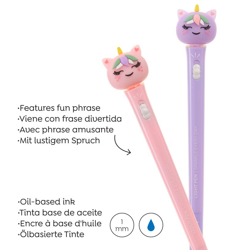 8422593121573-Stylo Licorne lumineux rose Back2Fun--2