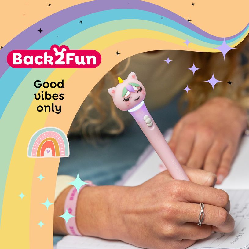8422593121580-Stylo Licorne lumineux mauve Back2Fun--6
