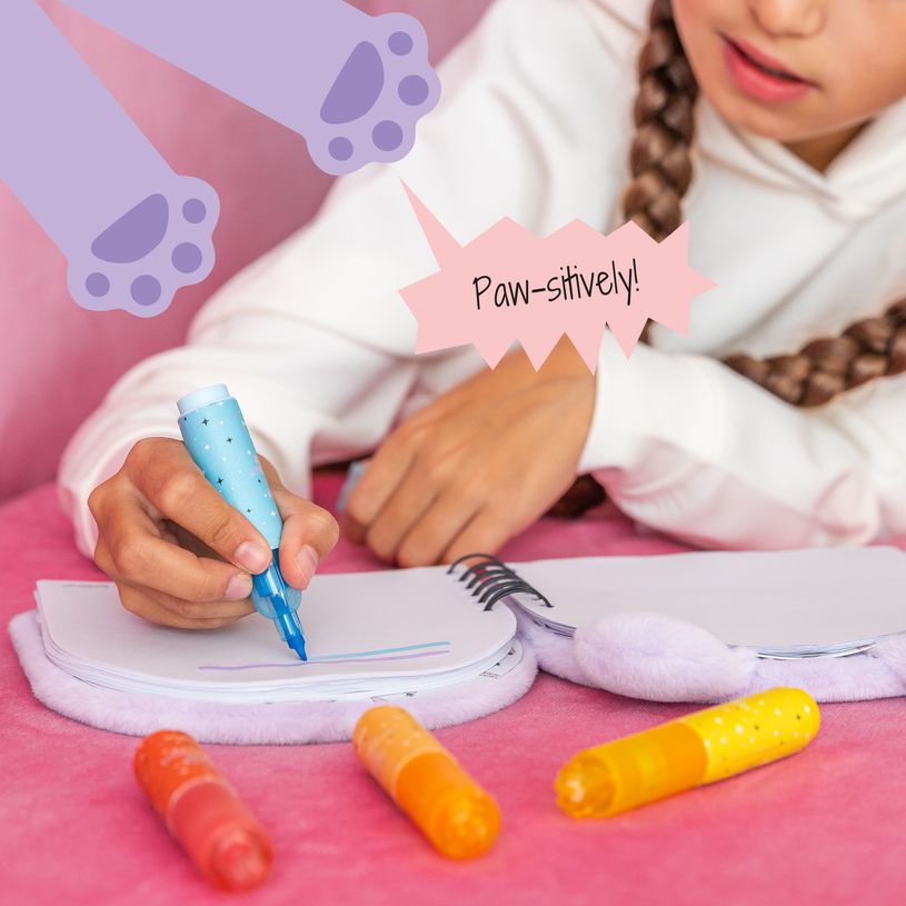 8422593121726-Blister de 3 surligneurs aux couleurs pastel assorties Pattes de chat Back2Fun--7