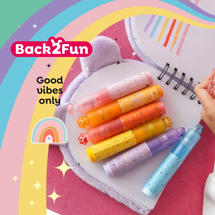 8422593121733-Blister de 3 surligneurs aux couleurs brillantes assorties Pattes de chat Back2Fun--9