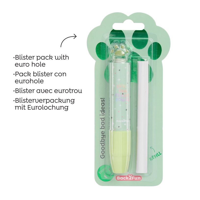 8422593133262-Gomme rétractables pattes de chat verte Back2Fun--4