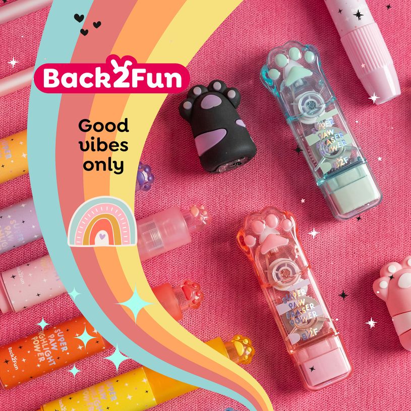 8422593133286-Correcteur - gommes Pattes de chat rose Back2Fun--9