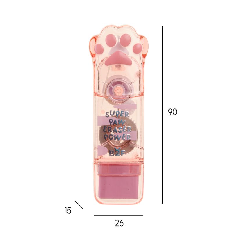 8422593133286-Correcteur - gommes Pattes de chat rose Back2Fun--1