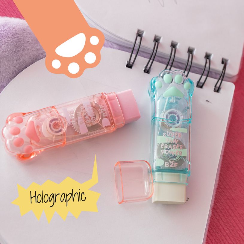 8422593133286-Correcteur - gommes Pattes de chat rose Back2Fun--4