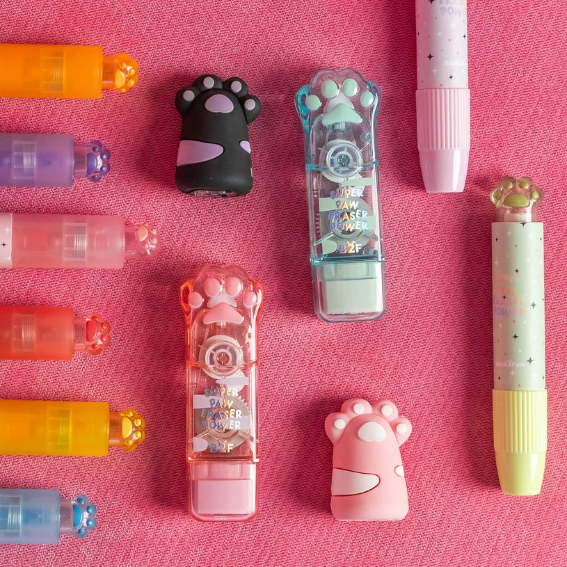 8422593133286-Correcteur - gommes Pattes de chat rose Back2Fun--8