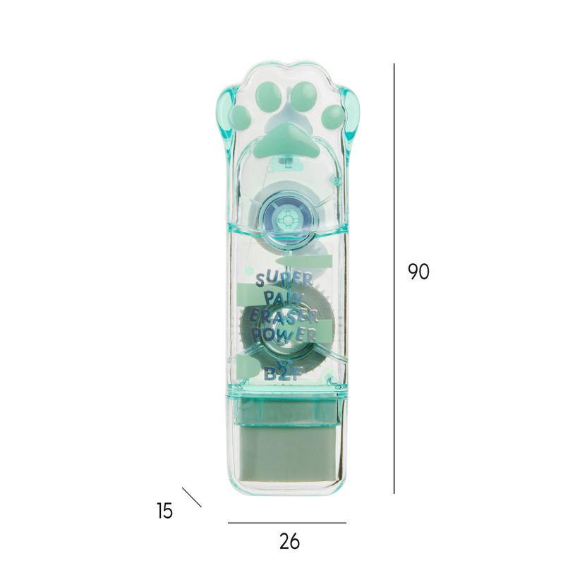 8422593133293-Correcteur - gommes Pattes de chat vert Back2Fun--1