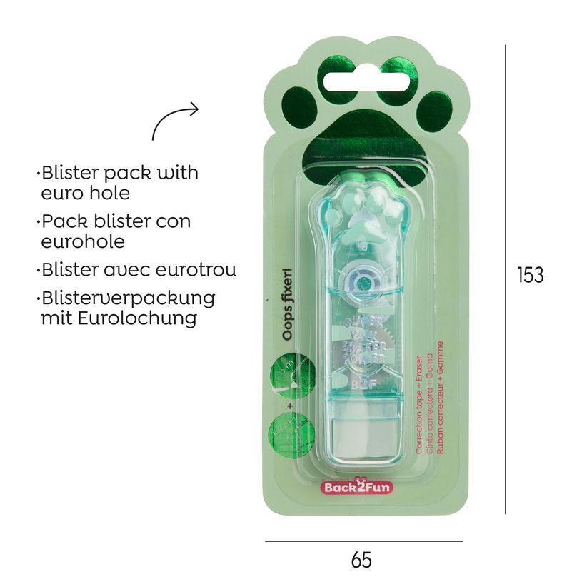 8422593133293-Correcteur - gommes Pattes de chat vert Back2Fun--3