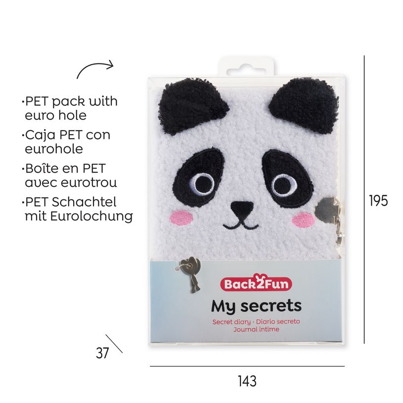 8422593077955-Journal intime peluche Panda Back2Fun--4