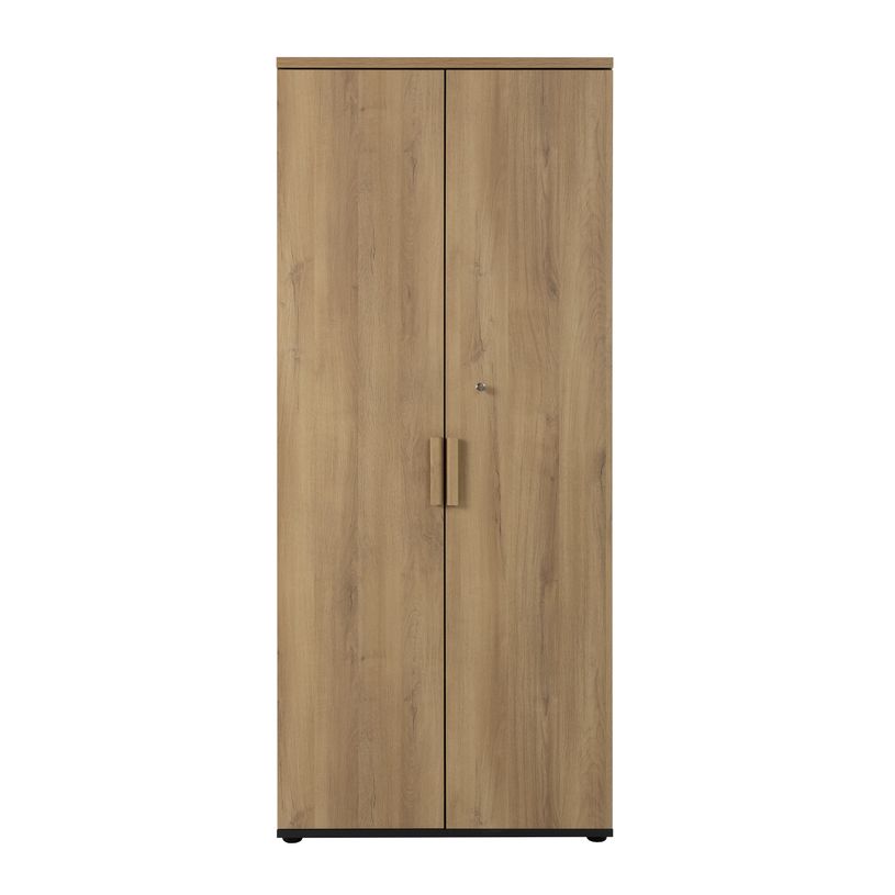 3483601391567-Armoire haute ITALIC - Corps anthracite - Dessus et portes imitation Chêne du bocage--0