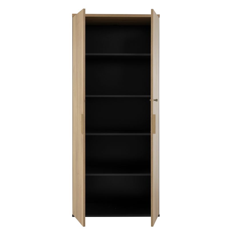 3483601391567-Armoire haute ITALIC - Corps anthracite - Dessus et portes imitation Chêne du bocage--2