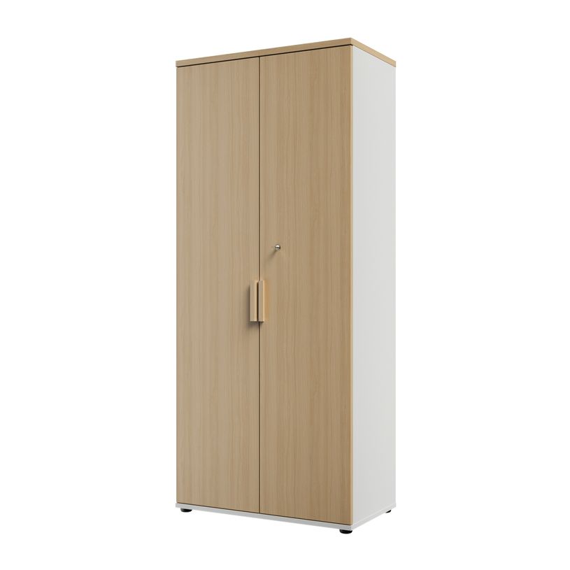 3483601385535-Armoire haute ITALIC - Corps blanc- Dessus et portes imitation Chêne--0
