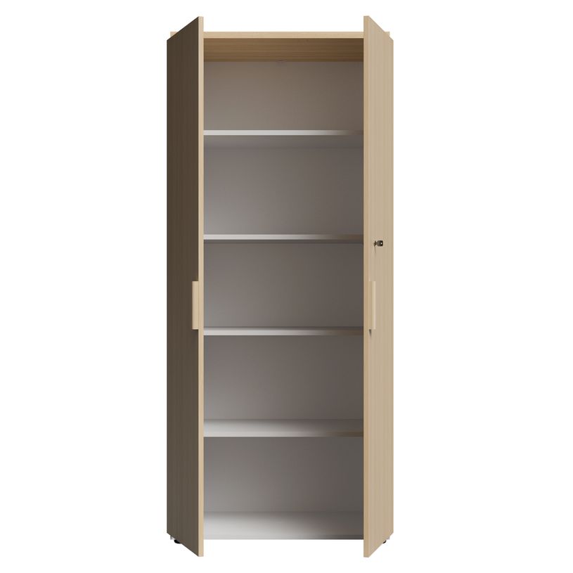 3483601385535-Armoire haute ITALIC - Corps blanc- Dessus et portes imitation Chêne--2