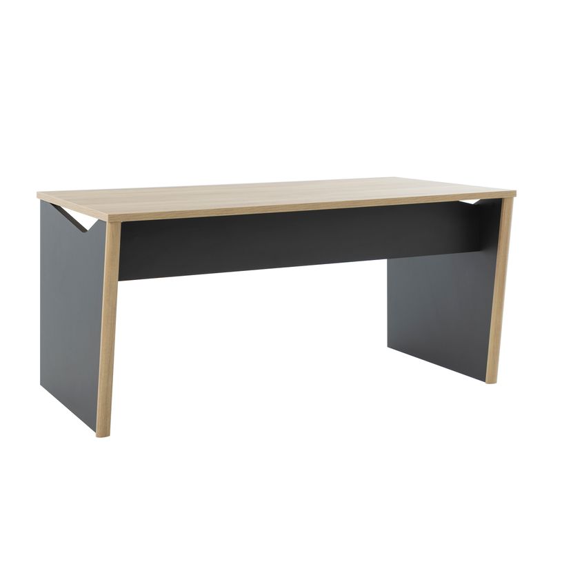 3483601391512-Bureau ITALIC - L160 - Imitation chêne du bocage/anthracite--2