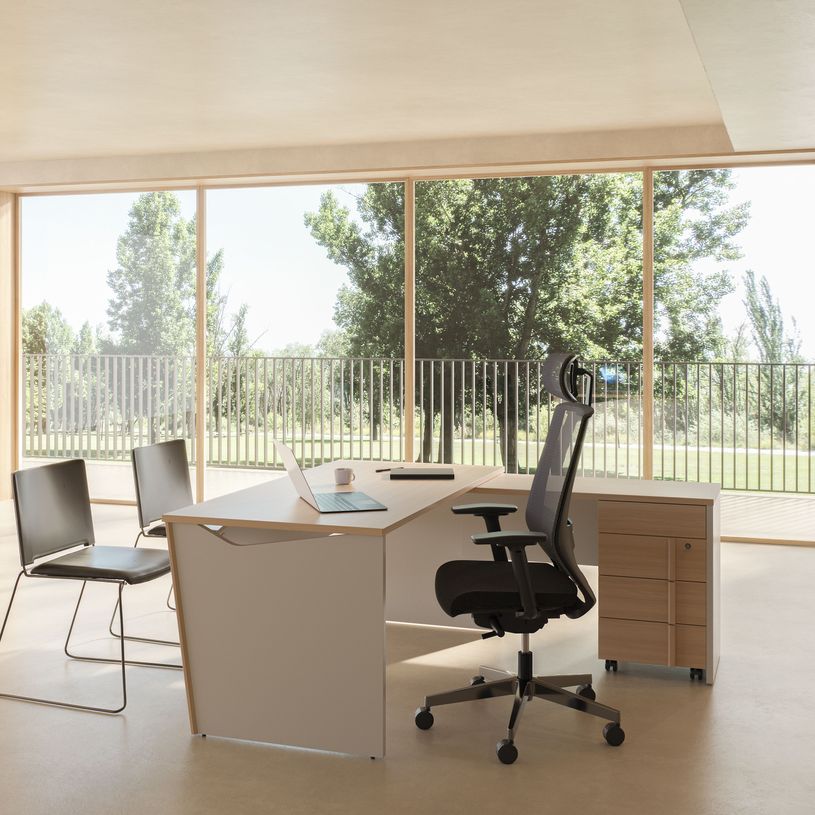 3483601385511-Bureau ITALIC - L160 - Imitation chêne/blanc--3