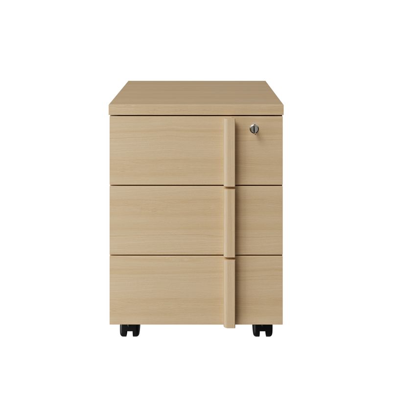 3483601385528-Caisson mobile ITALIC - 3 tiroirs - Corps blanc - Dessus et tiroirs imitation Chêne--0