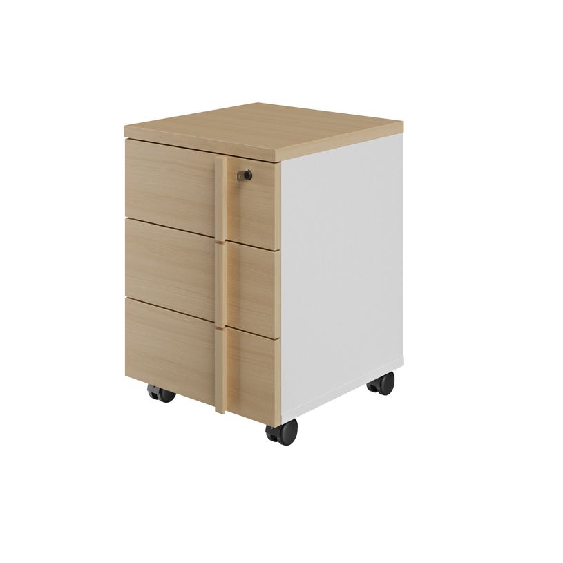 3483601385528-Caisson mobile ITALIC - 3 tiroirs - Corps blanc - Dessus et tiroirs imitation Chêne--2