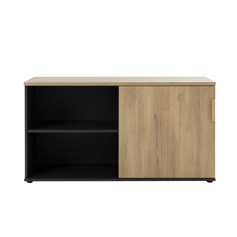 3483601391574-Crédence ITALIC - 1 porte et 1 tiroir - anthracite et imitation chêne du bocage--3