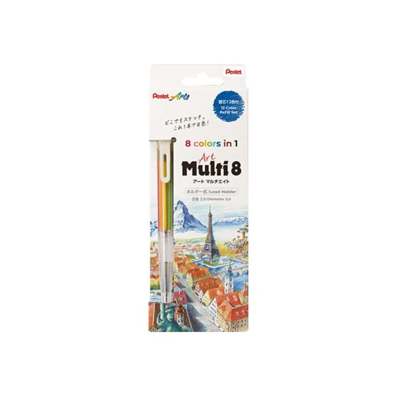 4902506427823-Pentel Arts Multi 8 - Porte-mine 8 couleurs - graphite - HB - couleurs assorties - 2 mm - -P_405268094_1-0