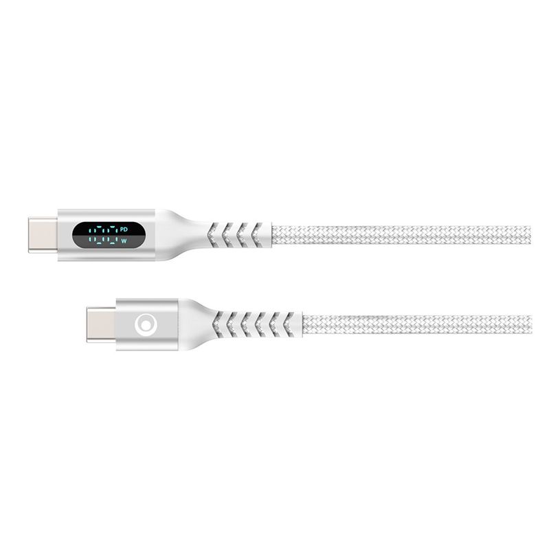 3571211551829-Bigben Connected - Câble USB-C vers USB-C - Tissé avec écran - 1.2m - Blanc-P_405268136_2-9