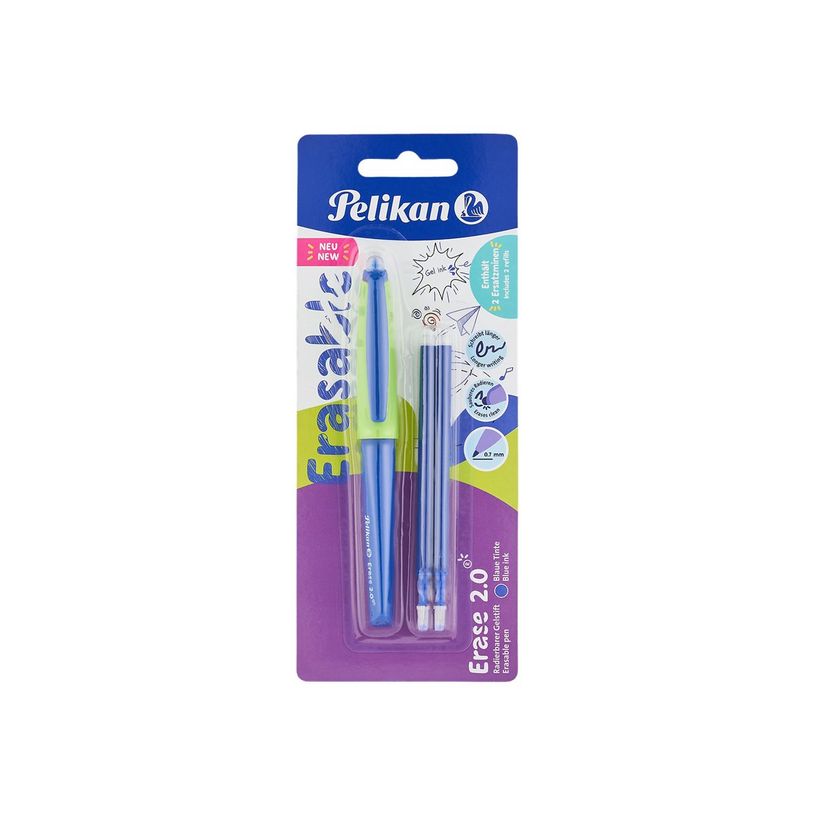 5901389584936-Pelikan Erase 2.0 - Roller - non permanent - bleu - encre gel - 0.7 mm - avec gomme-P_405268382_1-0