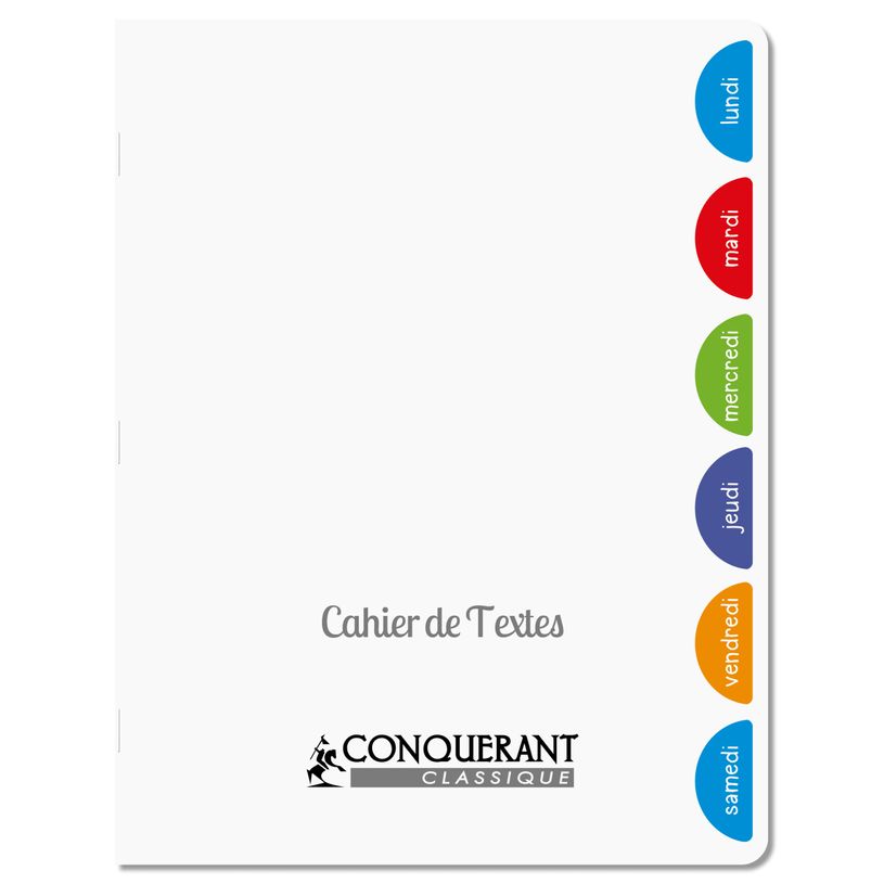 3020120282619-Conquérant Classique - Cahier de texte Polypro - 17x22 - 124 pages - Seyès -Transparent--0