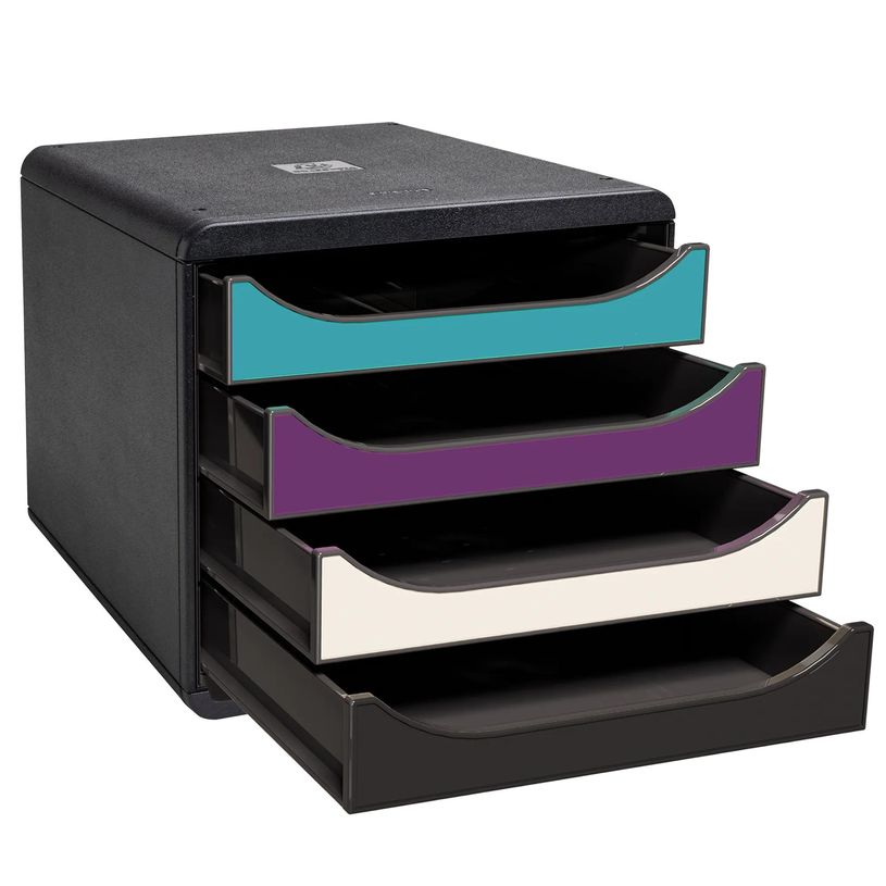 9002493310100-Exacompta - Module de classement Big Box 4 tiroirs titane - 347x278x267 mm--1