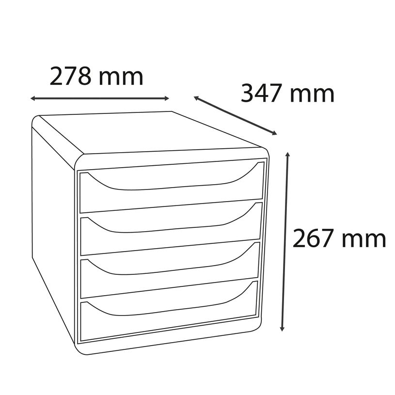 9002493310100-Exacompta - Module de classement Big Box 4 tiroirs titane - 347x278x267 mm--2